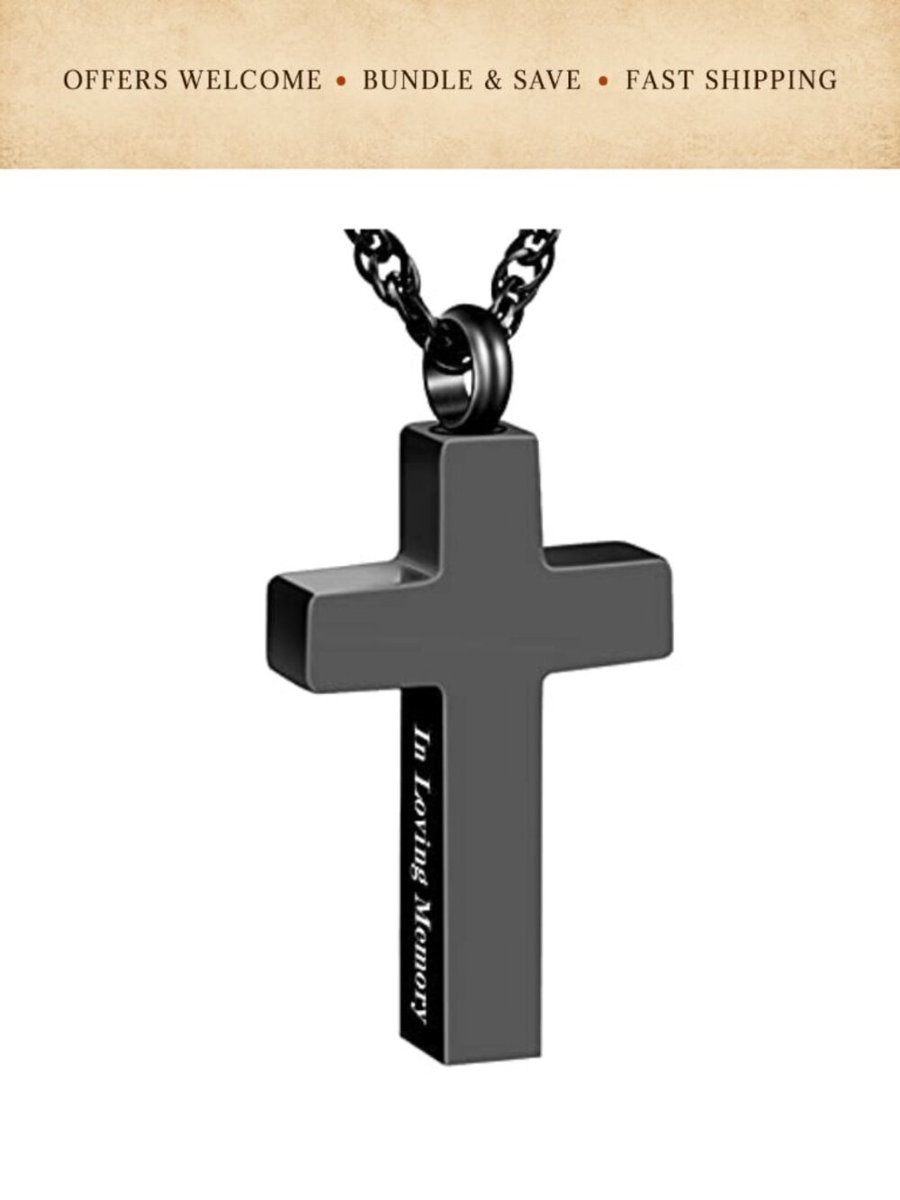 Cross Urn Necklace for Ashes Stainless Steel Memorial Jewelry Keepsake